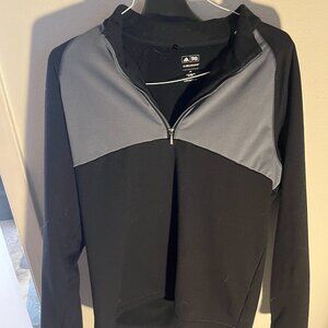 Adidas Quarter Zip Climawarm Pullover Mens Medium Black and Grey